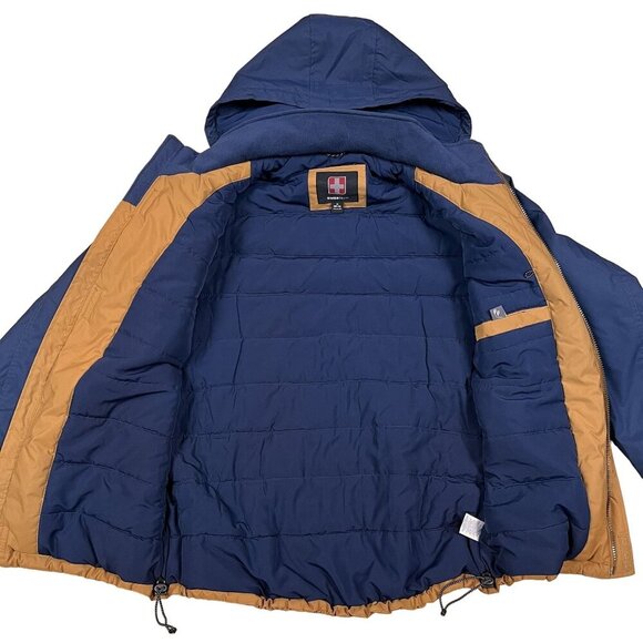 Swiss Tech Trailblazer Brown & Blue Hooded Winter Jacket Size Medium - Picture 3 of 6